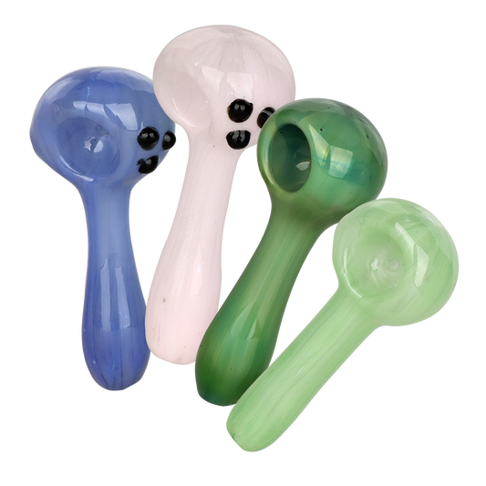Deluxe Colored Glass Spoon Pipes | 3.5"-4" | Assorted Colors & Styles | 4ct Bundle