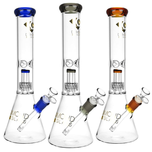 Diamond Glass Gold Warp Water Pipe | 14.5" | 14mm F