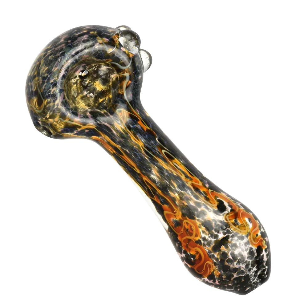Fritted Squiggle Spoon Glass Pipe 4"