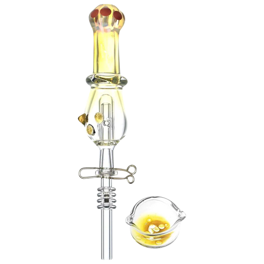 Fumed Glass Quartz Tip Vapor Straw Kit with Dish