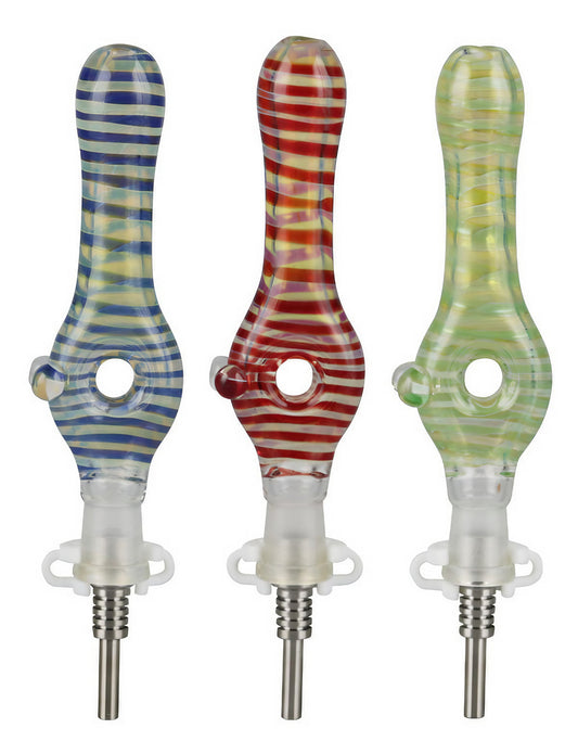 Glass Donut Dab Straw w/ Titanium Tip - 5.5"/10mm