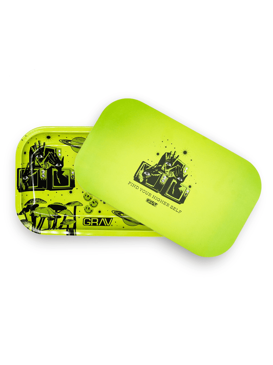 GRAV® Green Metal Rolling Tray w/ Magnetic Lid