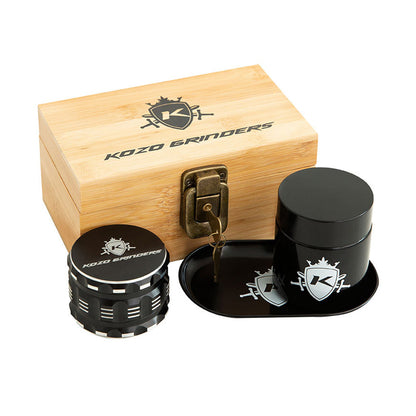Kozo Bamboo Stash Box Set with Lock, Tray and Jar