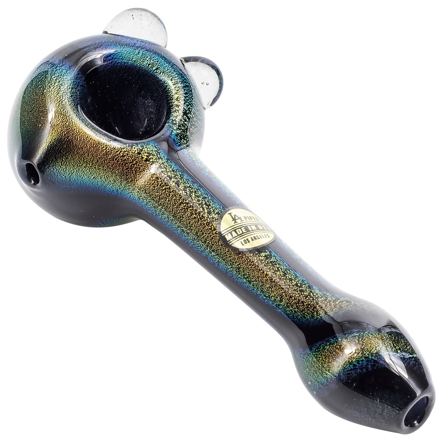 LA Pipes Full Dichro Spoon with Clear Marbles