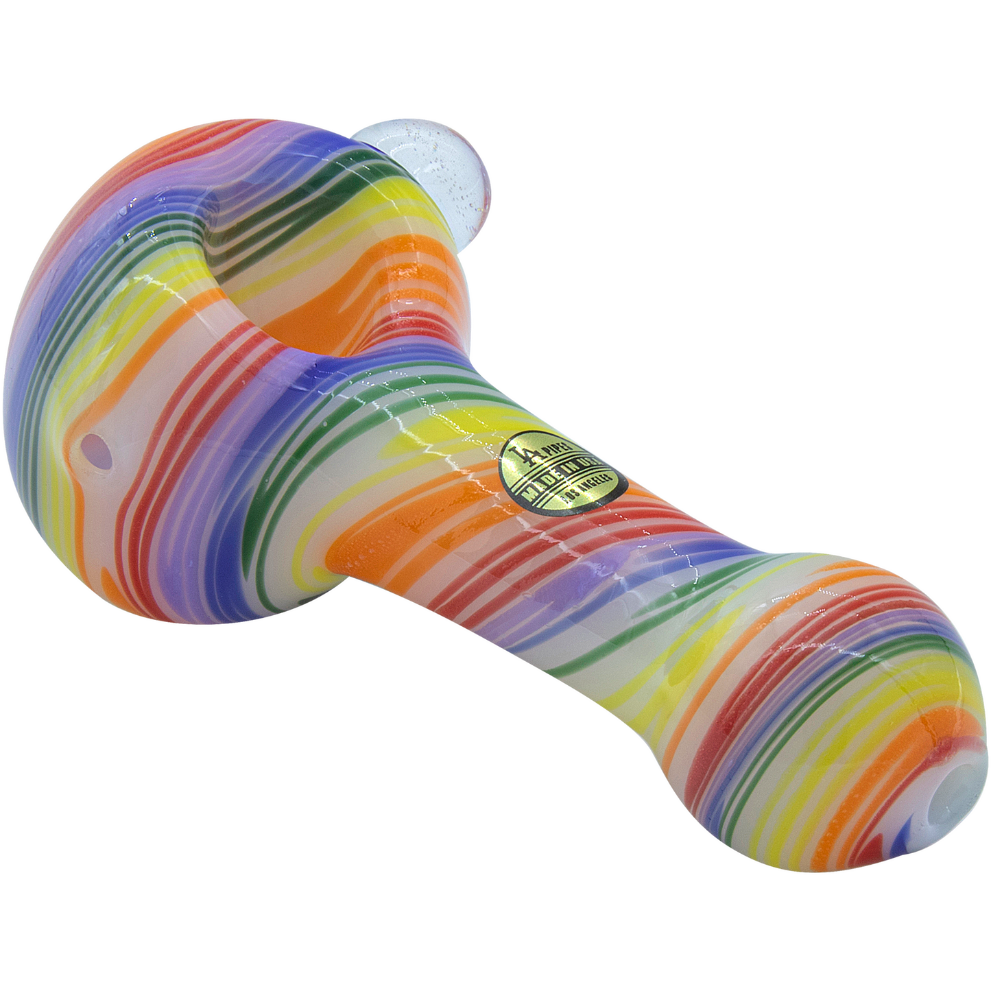 LA Pipes Rainbow Spirals Glass Pipe on White