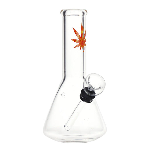 Lil Leaf Bubble Beaker Water Pipe | 6" | 10mm Grommet | Clear