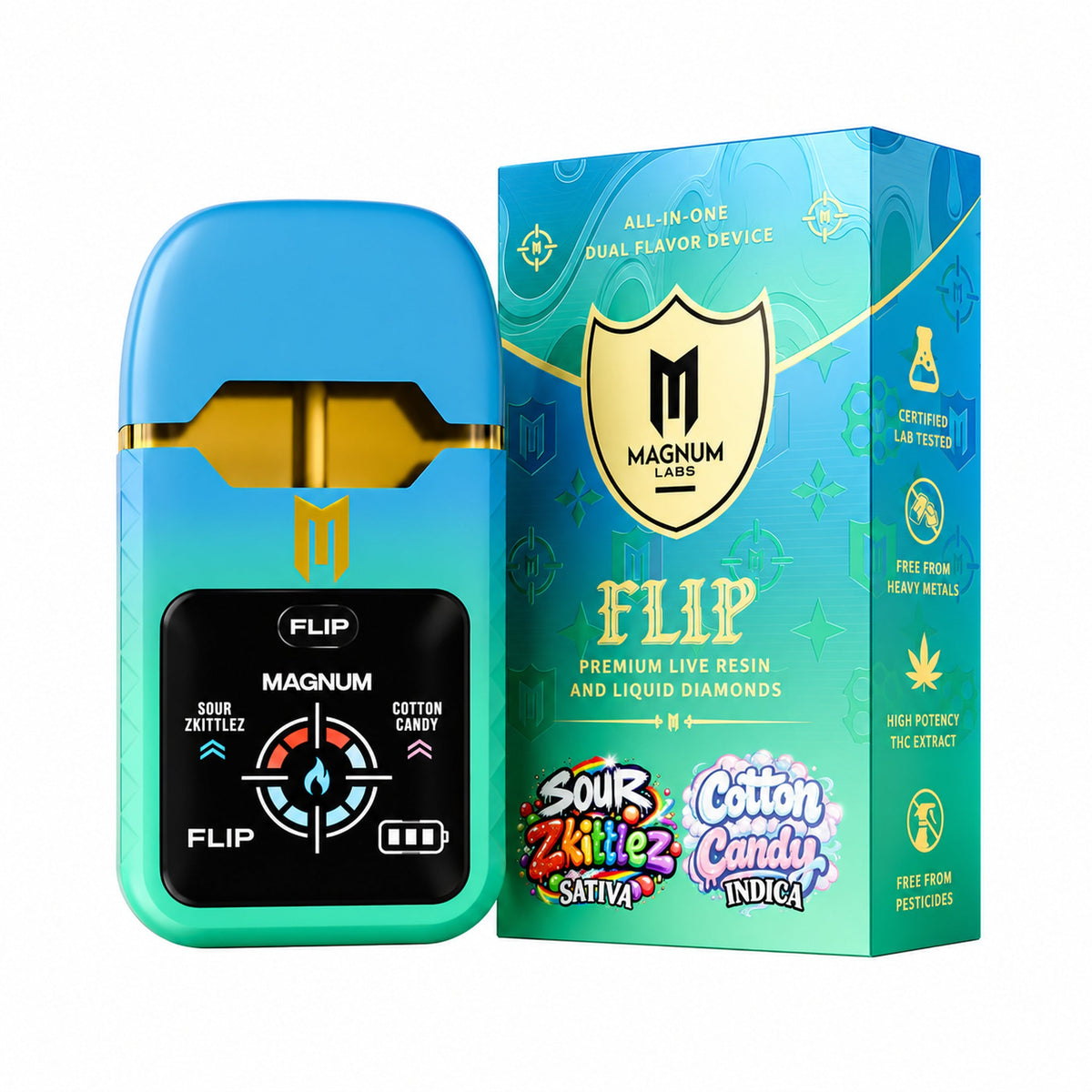 Magnum Labs Hippy Flip 3 in 1 - 4g Dual Device + 2g Hashhole + Shroom Gummy