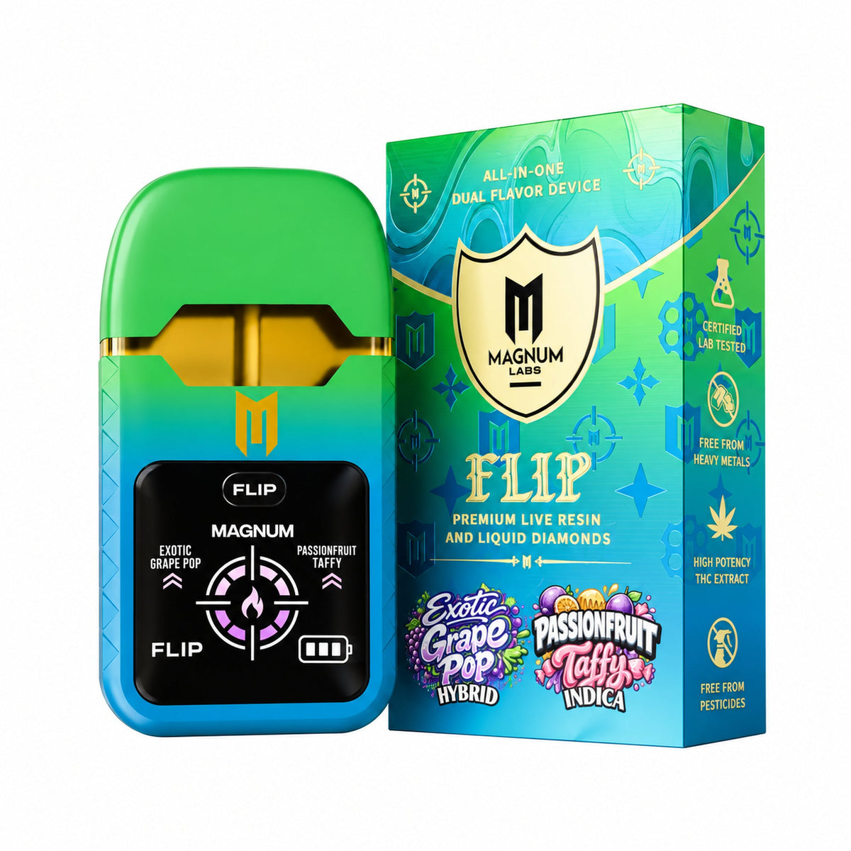 Magnum Labs Hippy Flip 3 in 1 - 4g Dual Device + 2g Hashhole + Shroom Gummy