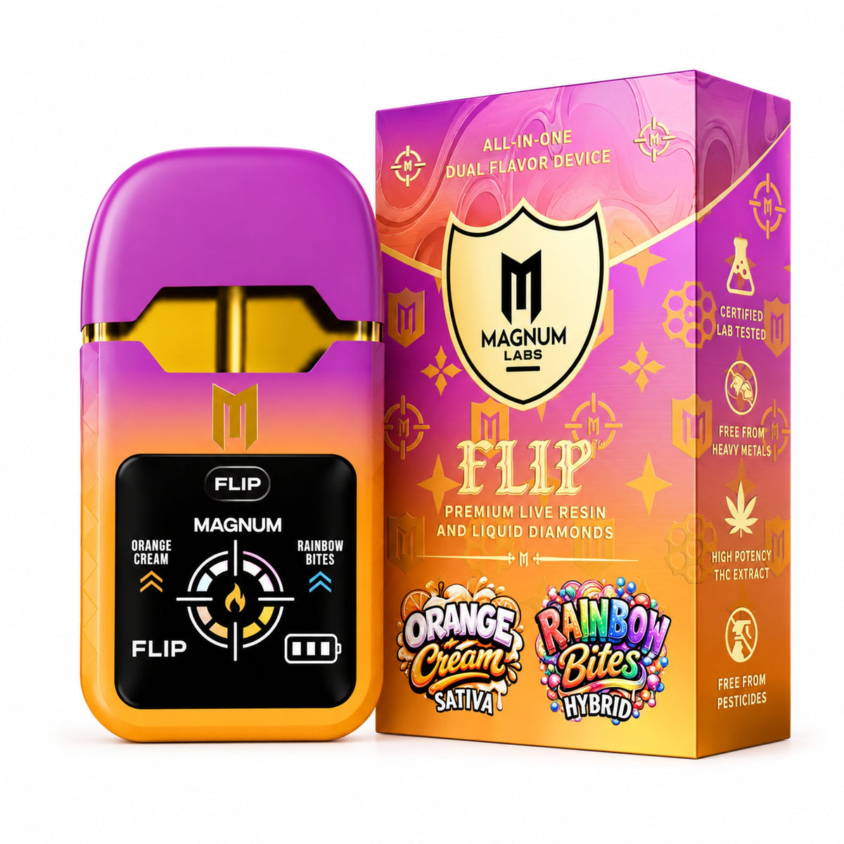 Magnum Labs Hippy Flip 3 in 1 - 4g Dual Device + 2g Hashhole + Shroom Gummy