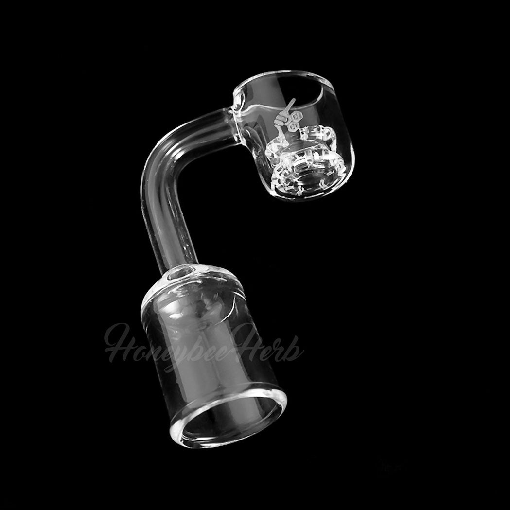 Honeybee Herb 90° Quartz Banger w/ Honeycomb Knot - Durable Flat Top