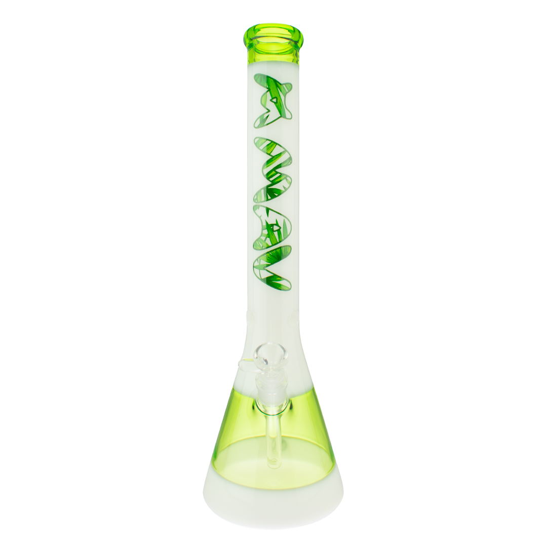 MAV Glass 18" Jungle Leaf Ooze & White Beaker Bong