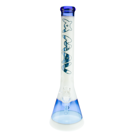 MAV Glass 18" Waves White & Blue Beaker Bong