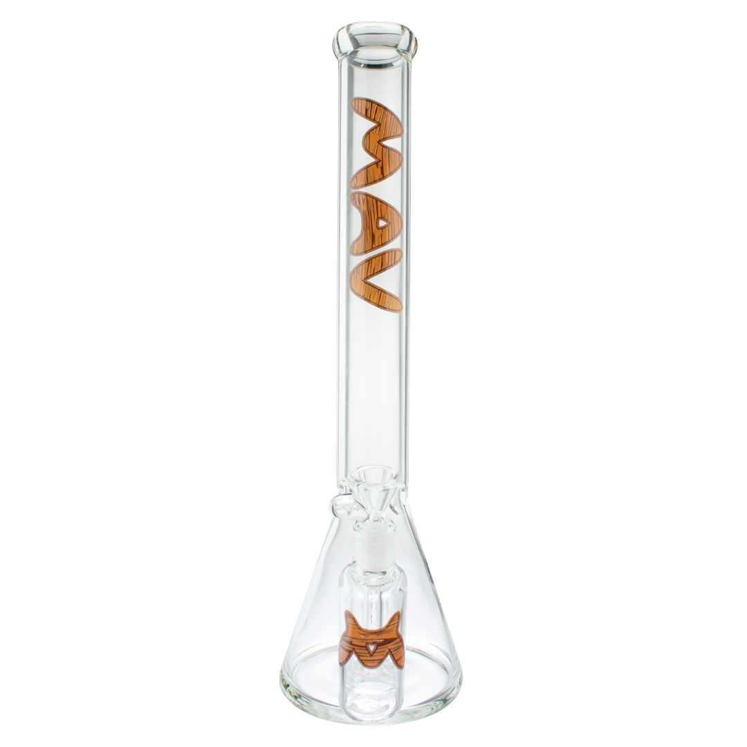 MAV Glass 18" X 5mm Woodgrain Slab Beaker Bong + Ash Catcher Combo