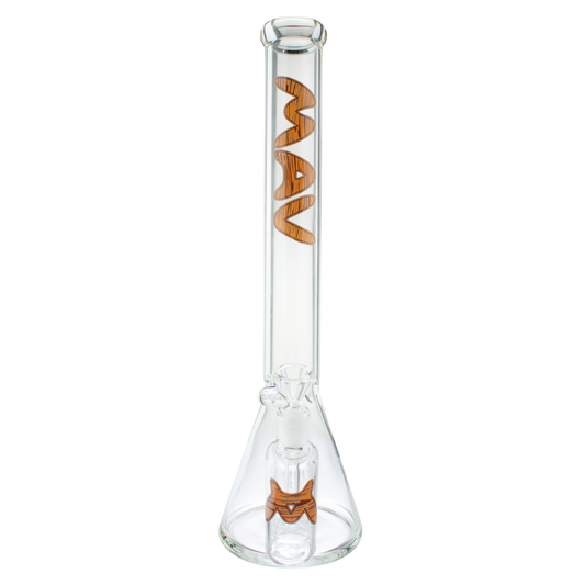 MAV Glass 18" X 5mm Woodgrain Slab Beaker Bong + Ash Catcher Combo