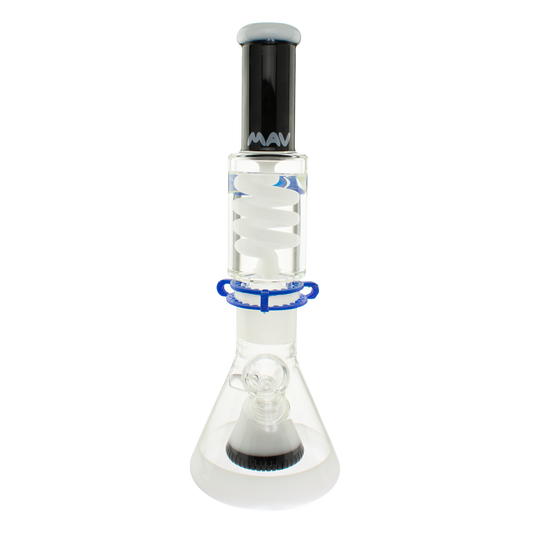 MAV Glass Black And White Slitted Pyramid Beaker Freezable Coil System
