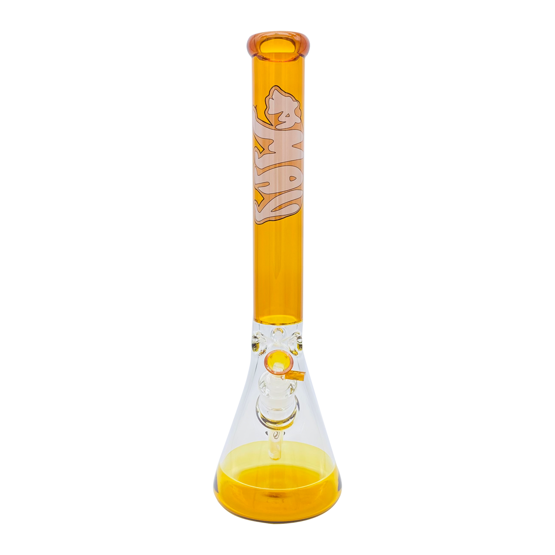 MAV Glass Full Golden Cali Bear 18" Full Color Beaker Bong