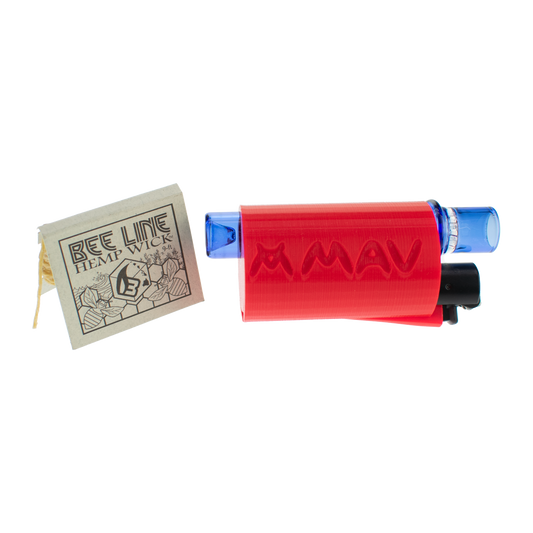 MAV Glass One hitter/Chillum 3D holder with hemp wick and lighter