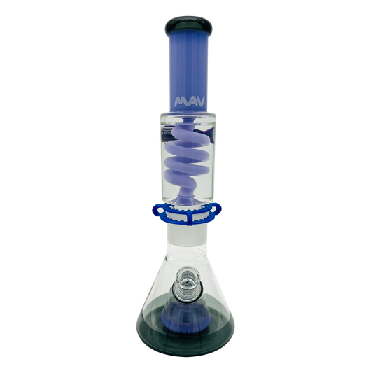 MAV Glass Purple And Transparent Black Slitted Pyramid Beaker Freezable Coil System