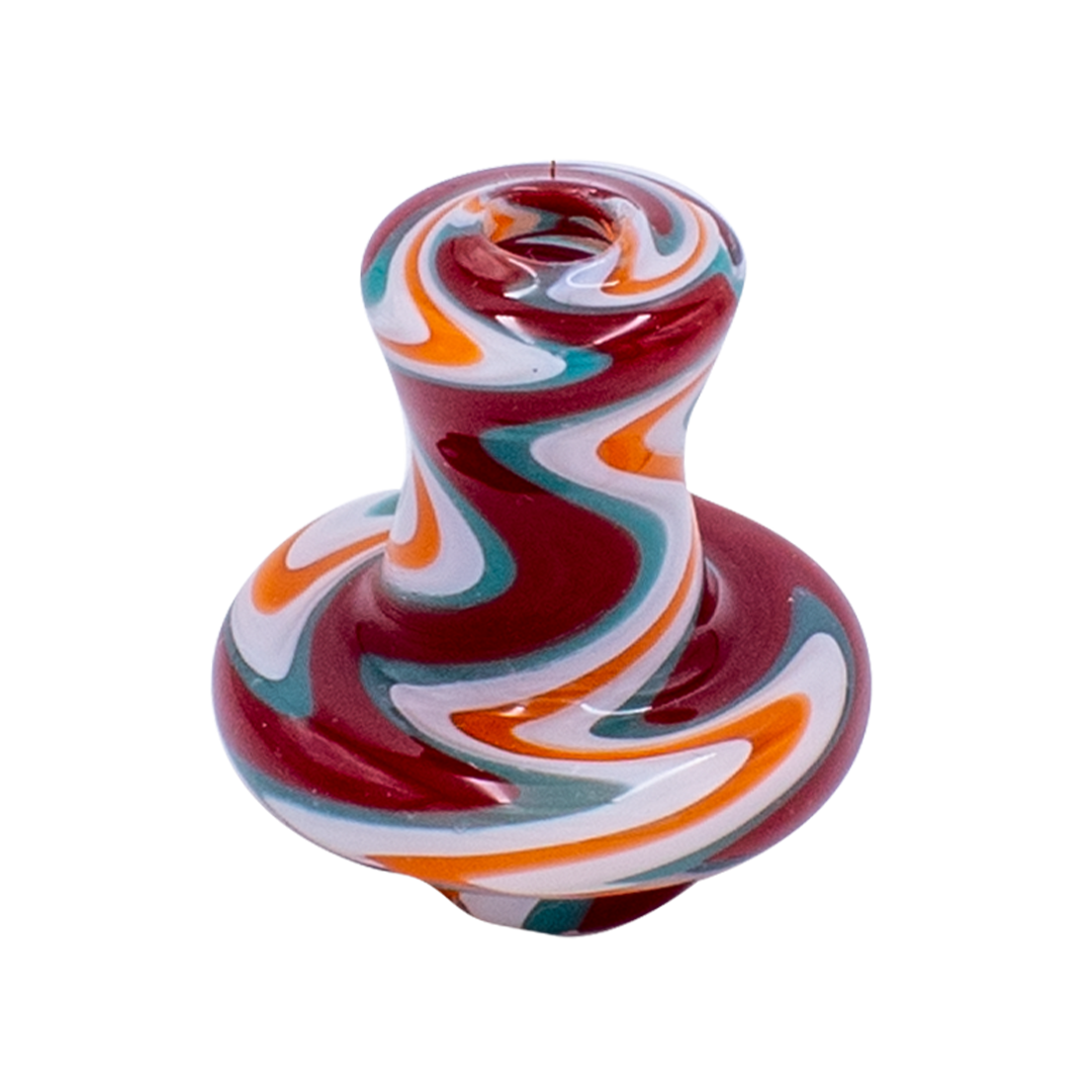 MAV Glass Red Swirl Cap + 2 Pearls (bx155a)