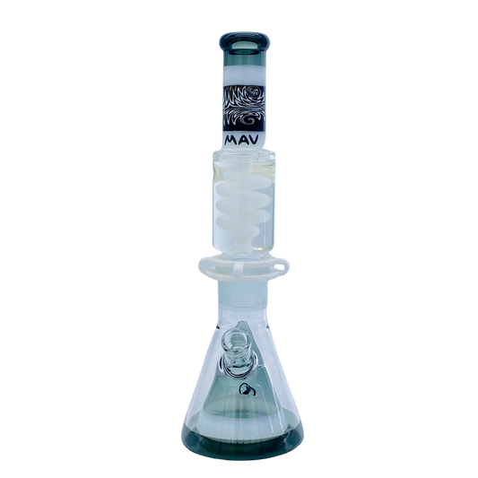 MAV Glass Reversal Wig Wag Smoke And White Slitted Pyramid Beaker Freezable Coil System
