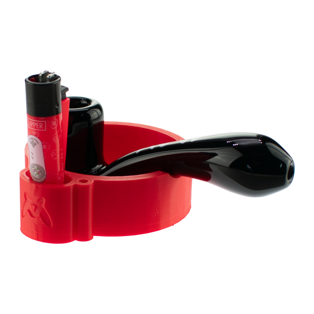 MAV Glass Sherlock Pipe Stand Ash Tray + Clipper Lighter