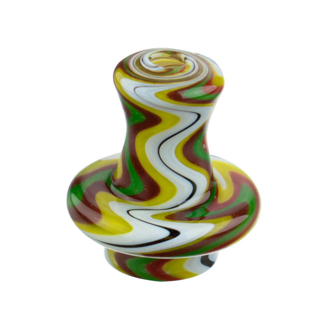 MAV Glass Yellow Swirl Cap + 2 Pearls (bx155a)