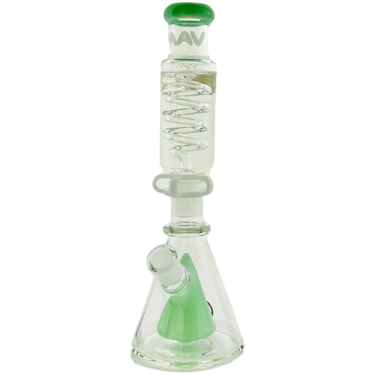 MAV Glass 10.5" Beaker Bong with Freezable Glycerin Coil & Pyramid Perc