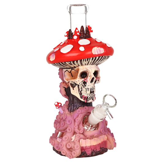 Mushroom Skull Tentacle Glass & Vinyl Water Pipe | 10.5" | 14mm F