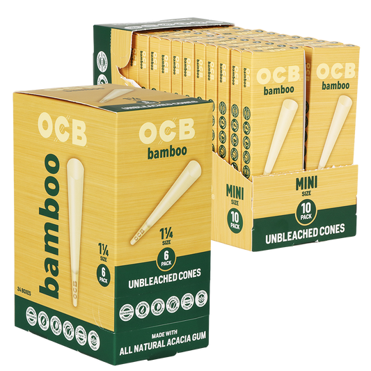 OCB Unbleached Bamboo Pre-Rolled Cones | 24pk Display