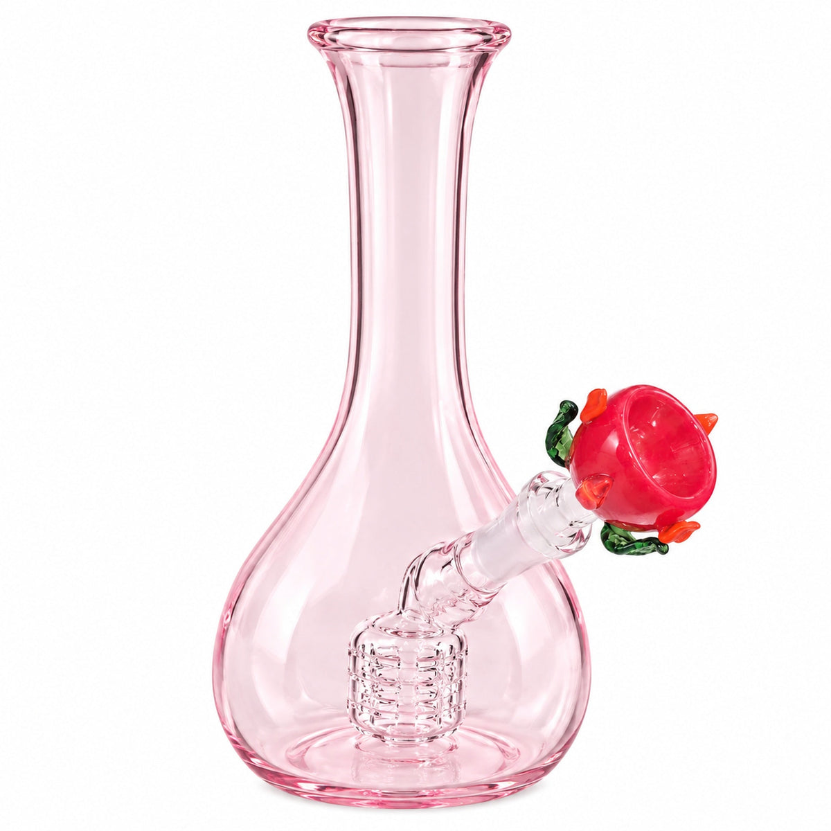 Pink Flower Beaker Bong - 7in