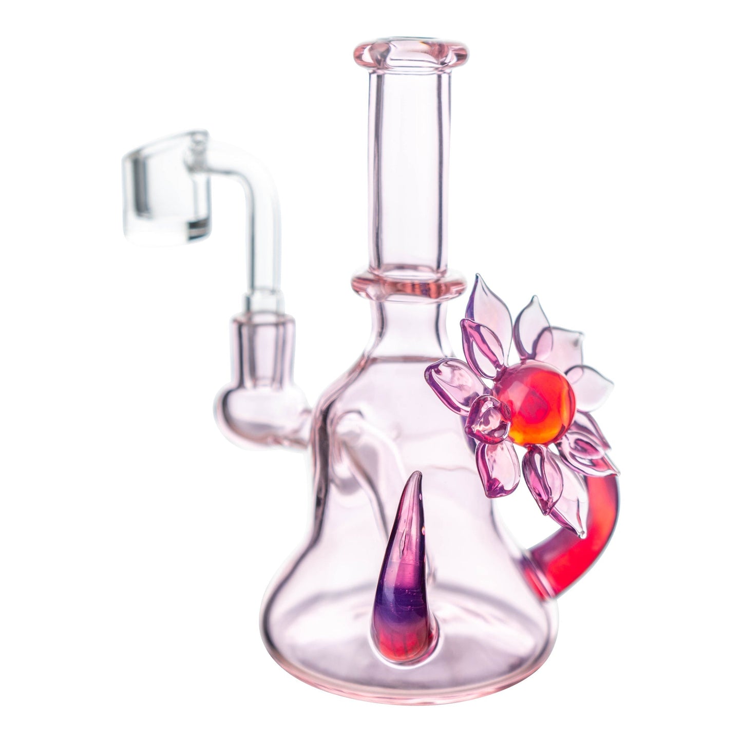 Pink Flower Chariot Bong by Della Luna Glass - 6 inches