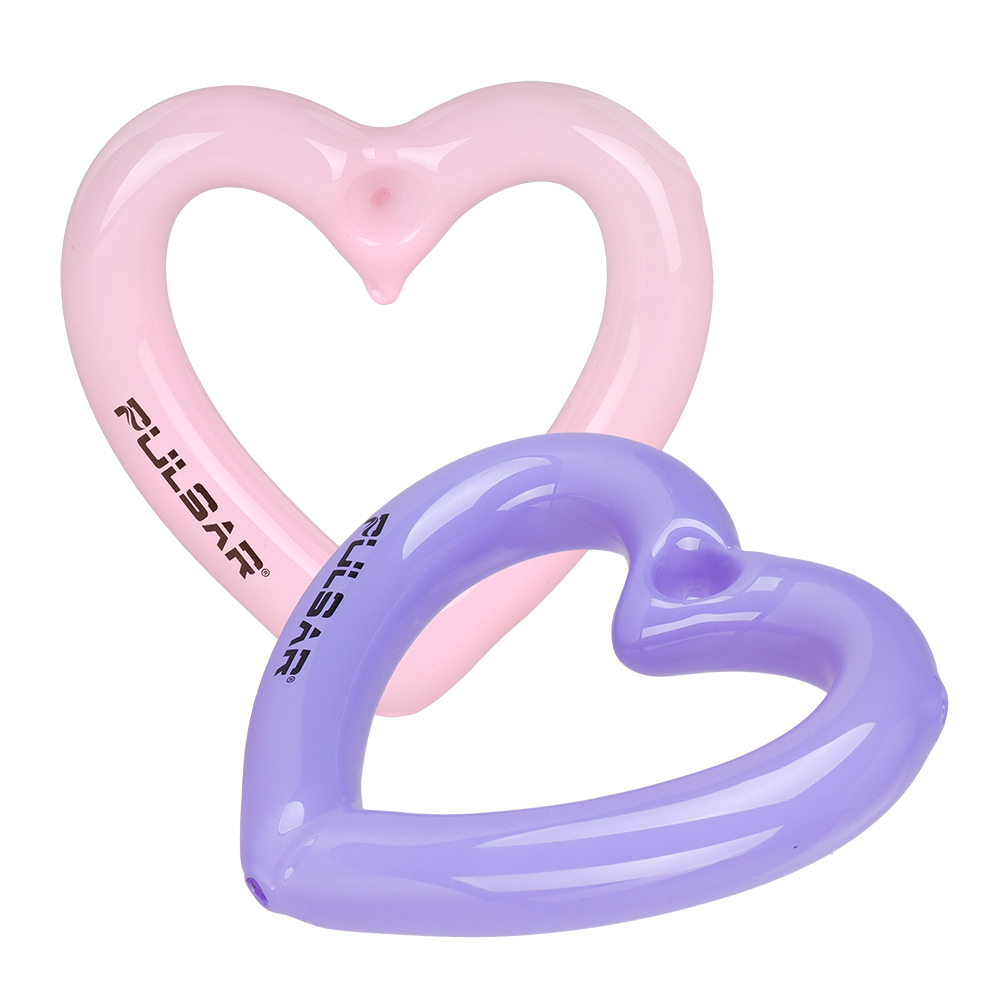 Pulsar Balloon Heart Glass Hand Pipe | 4.5" | 2pc Set