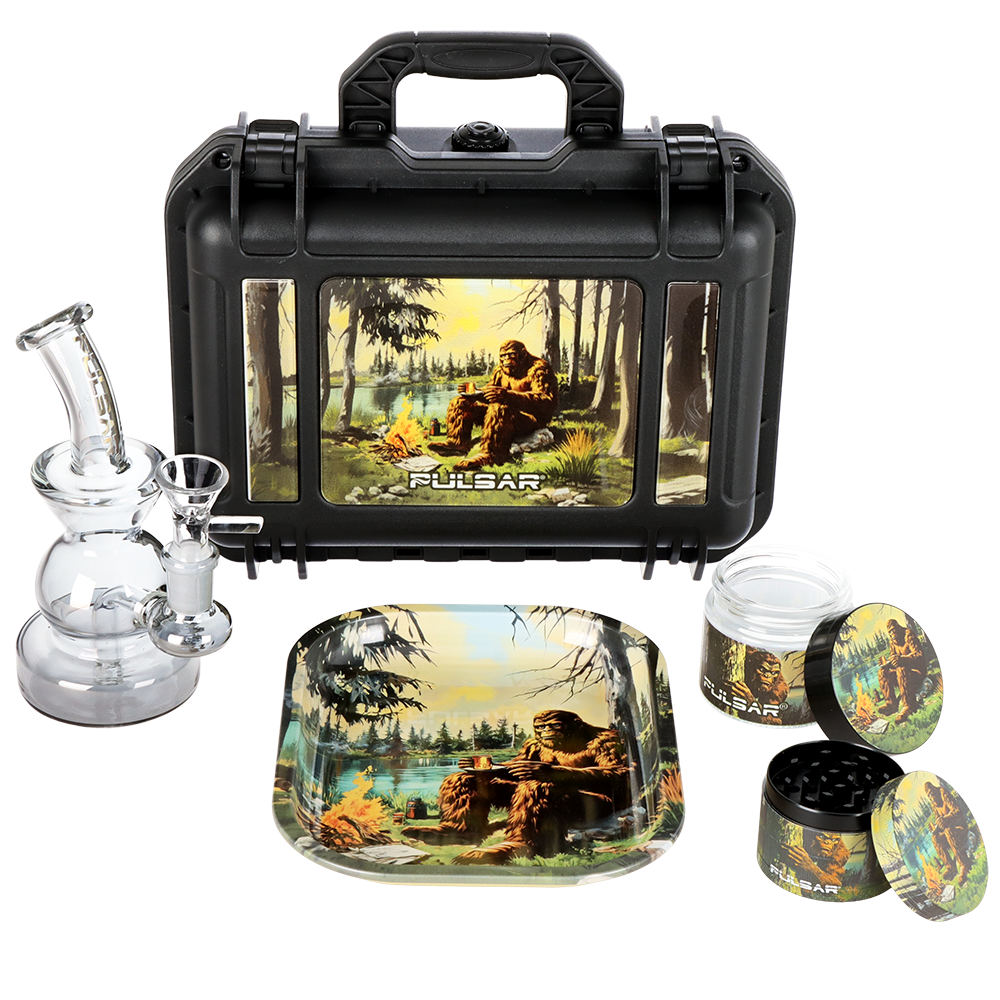 Pulsar Bent Neck Water Pipe V2 Smokers' Hard Case Travel Set | Camping Bigfoot | 6" | 14mm F