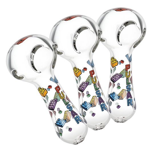 Pulsar Building Blocks Glass Spoon Pipe | 4.5" | 3ct Bundle