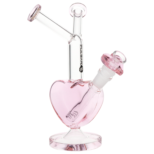 Pulsar Double Kiss Heart Glass Water Pipe | 11" | 14mm F