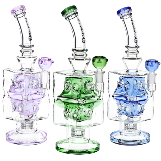 Pulsar Double Swiss Perc Blocks Glass Water Pipe | 12.5" | 14mm F