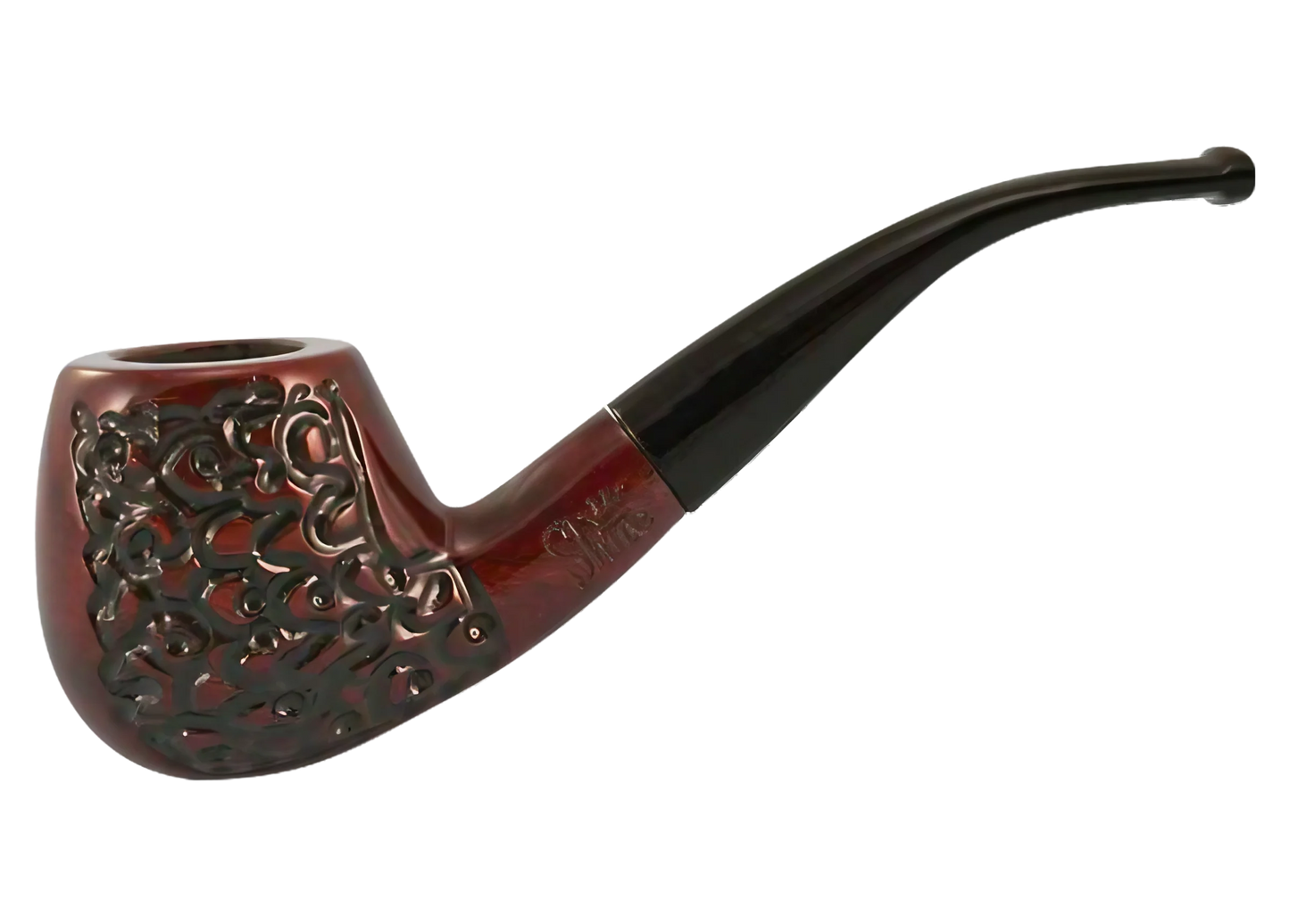 Pulsar Engraved Bent Apple Rosewood Tobacco Pipe