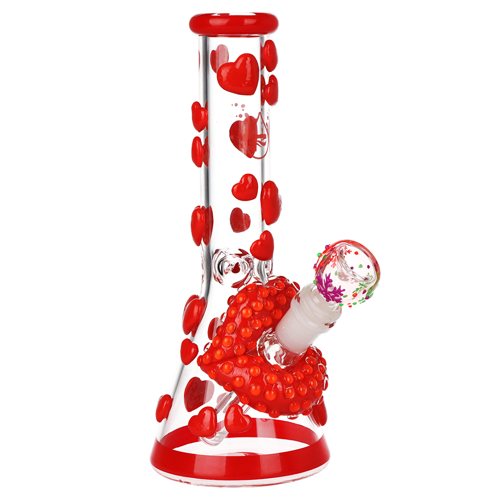 Pulsar Kiss My Lips Glow in the Dark Beaker Glass Water Pipe | 9.75" | 14mm F
