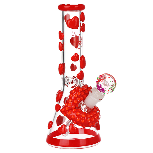 Pulsar Kiss My Lips Glow in the Dark Beaker Glass Water Pipe | 9.75" | 14mm F