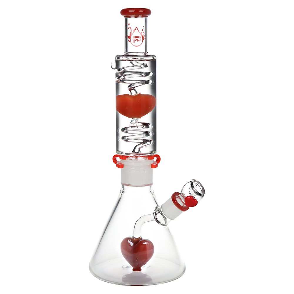 Pulsar Love Heart Beat Stackable Glycerin Beaker Glass Water Pipe | 14" | 19mm F
