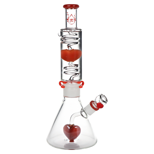 Pulsar Love Heart Beat Stackable Glycerin Beaker Glass Water Pipe | 14" | 19mm F