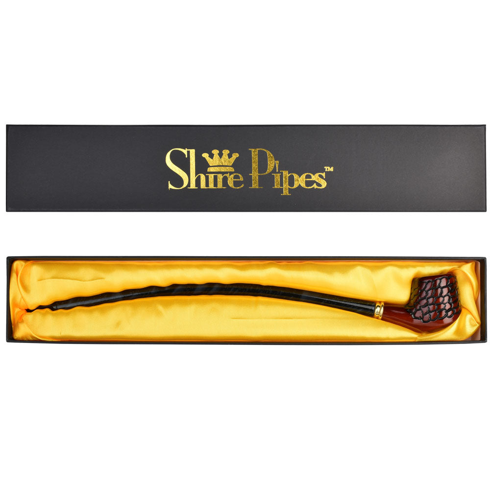 Pulsar Shire Pipes Curved Engraved Scales Wood Smoking Pipe | 15"