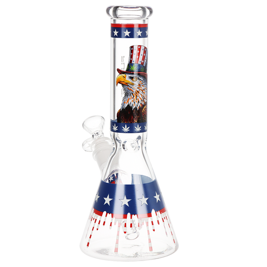 Pulsar Uncle Eagle Sam Beaker Glass Water Pipe | 9.75" | 14mm F