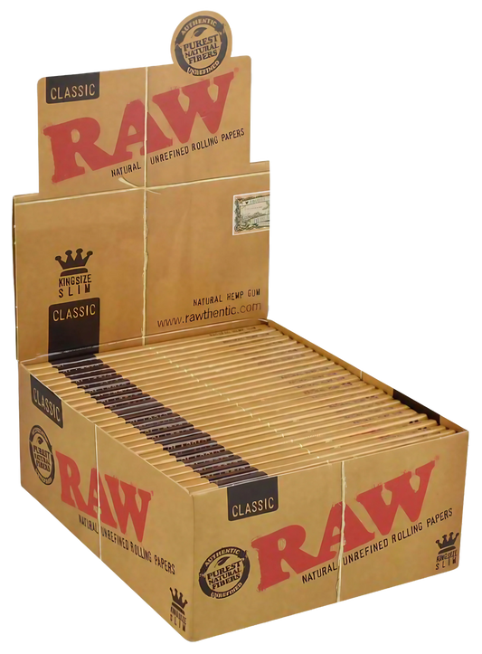 RAW Classic Kingsize Wide or Slim Rolling Papers - 50 Pack
