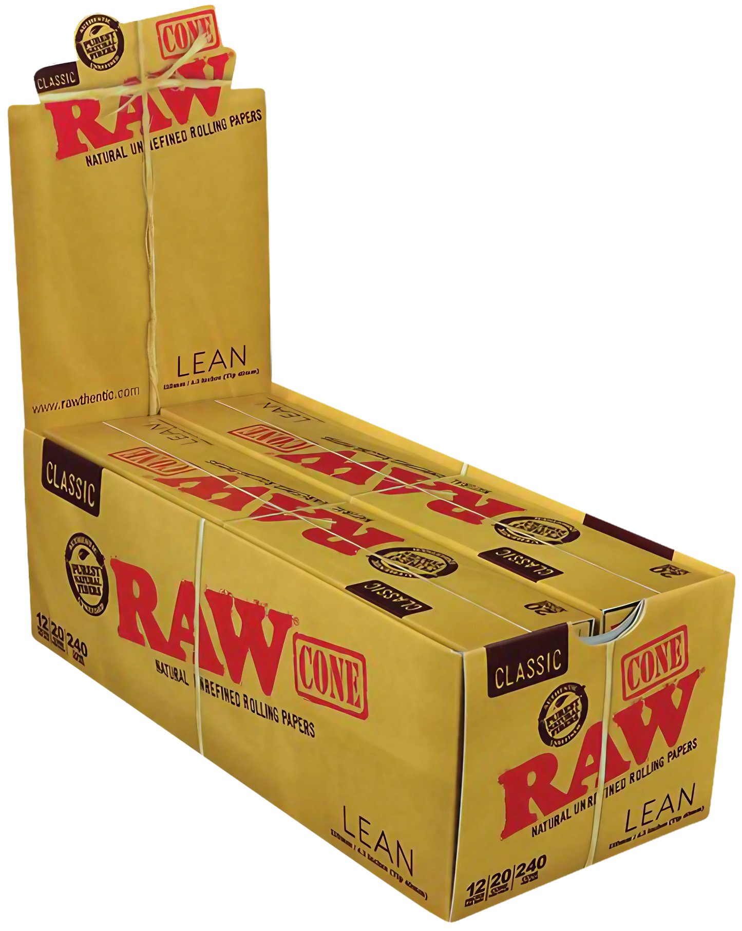 RAW Classic 110mm Lean Cones 20-Pack - Natural Unrefined Rolling Papers
