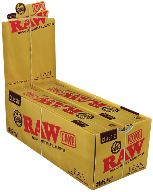 RAW Classic 110mm Lean Cones 20-Pack - Natural Unrefined Rolling Papers
