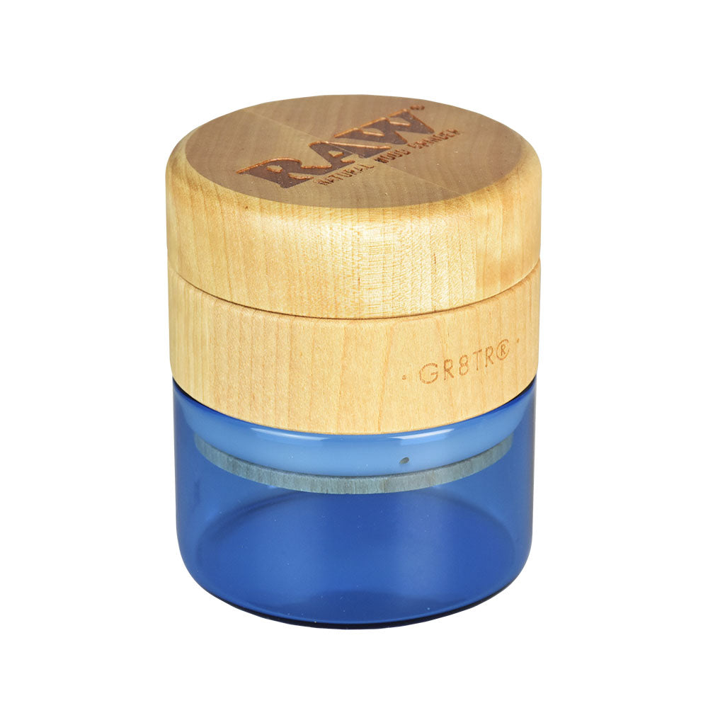 RAW Pressed Wood Grinder with Glass Jar - 65mm Magnetic Herbal Grinder