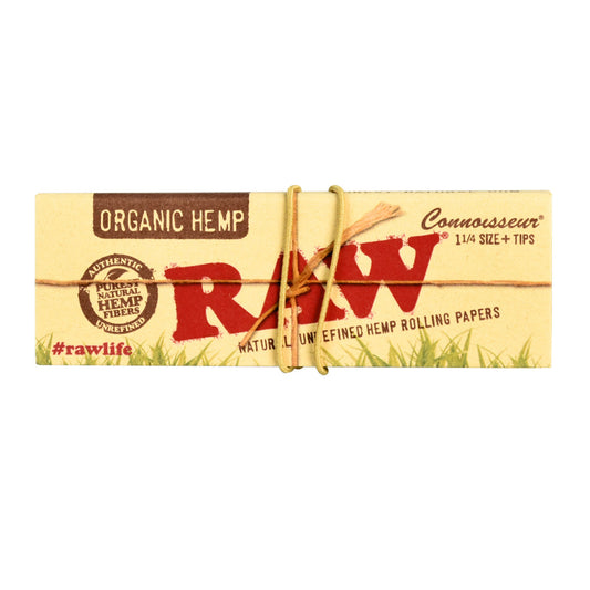 Raw Organic Hemp 1-1/4 Connoisseur Rolling Papers - 24pc Display