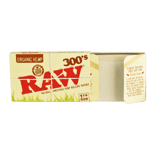 Raw Organic Hemp 300s 1 1/4 Size Rolling Papers 40 Pack
