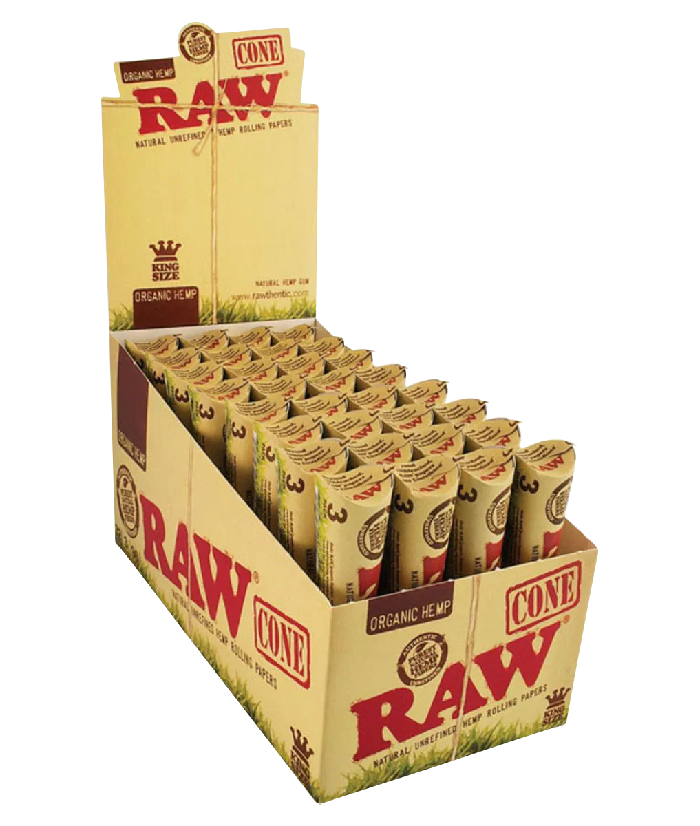 RAW Organic Hemp Prerolled Kingsize Cones - 32 Pack